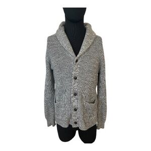 Polo Ralph Lauren Charcoal Cotton Chunky Knit Grandpa Cardigan Sweater